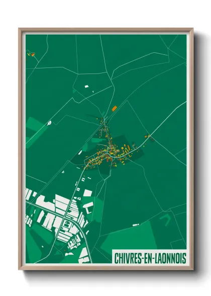 Une affiche de carte sur Chivres-en-Laonnois