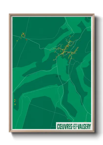 Une affiche de carte sur Cœuvres-et-Valsery