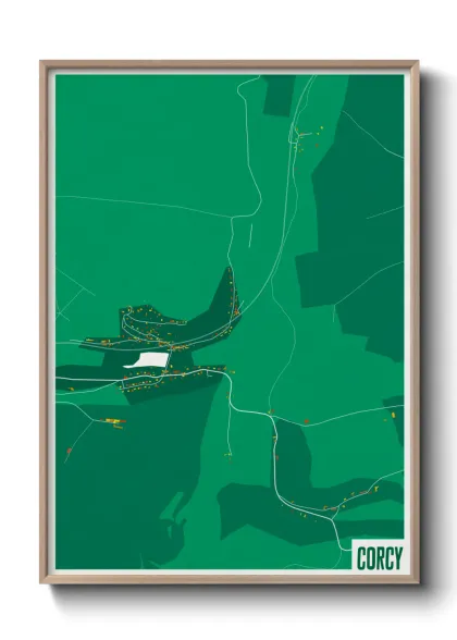 Une affiche de carte sur Corcy