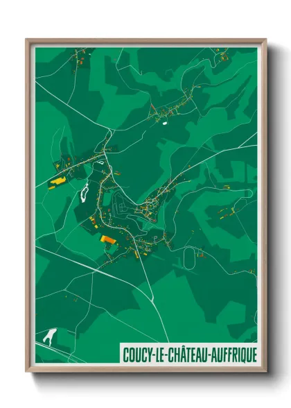 Une affiche de carte sur Coucy-le-Château-Auffrique