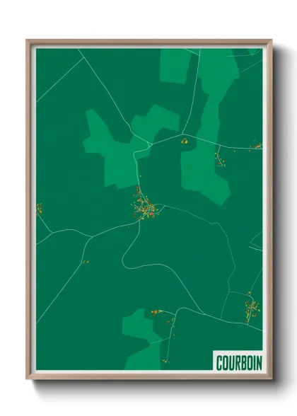 Une affiche de carte sur Courboin