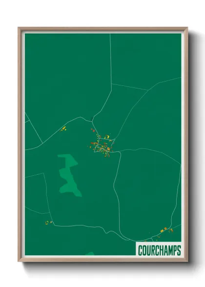 Une affiche de carte sur Courchamps