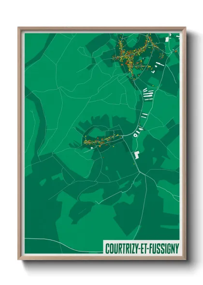 Une affiche de carte sur Courtrizy-et-Fussigny