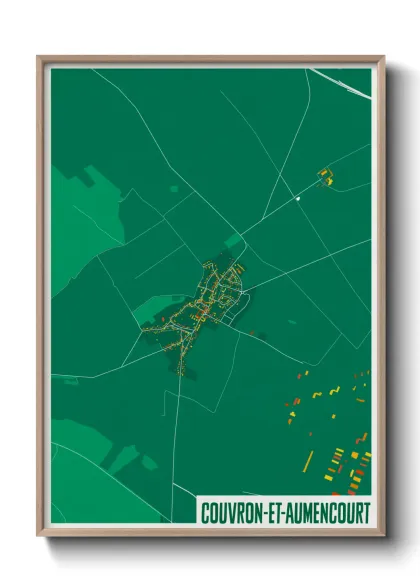 Une affiche de carte sur Couvron-et-Aumencourt