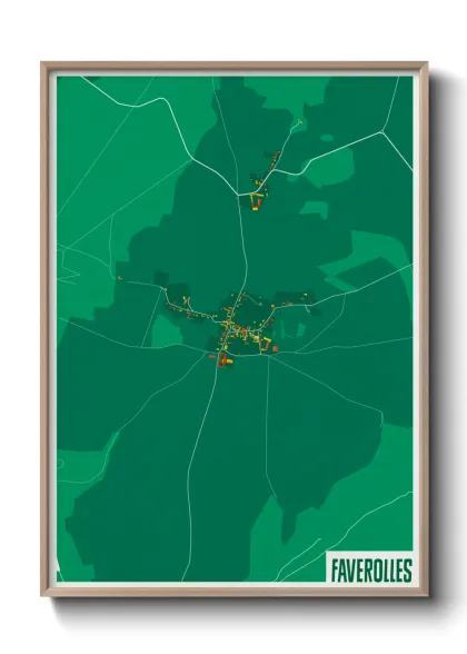 Une affiche de carte sur Faverolles