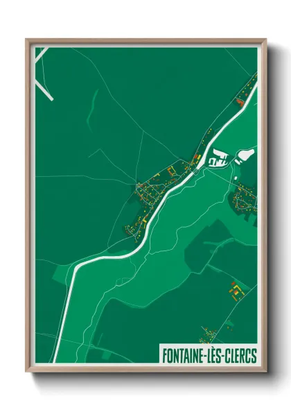 Une affiche de carte sur Fontaine-lès-Clercs