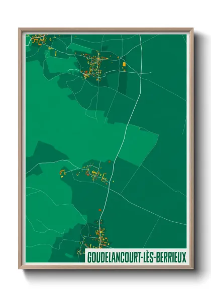 Une affiche de carte sur Goudelancourt-lès-Berrieux