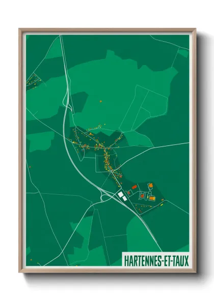 Une affiche de carte sur Hartennes-et-Taux