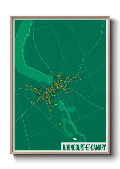 Une affiche de carte sur Juvincourt-et-Damary