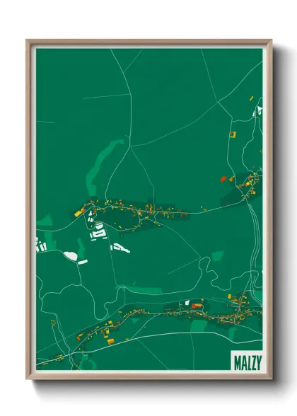 Une affiche de carte sur Malzy