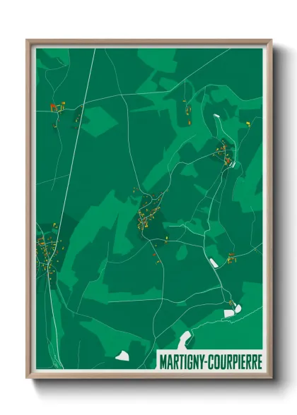 Une affiche de carte sur Martigny-Courpierre