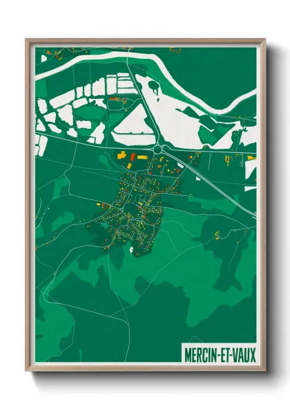 Une affiche de carte sur Mercin-et-Vaux
