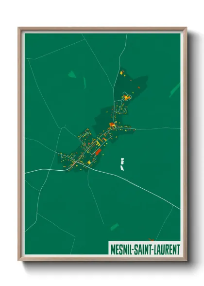Une affiche de carte sur Mesnil-Saint-Laurent