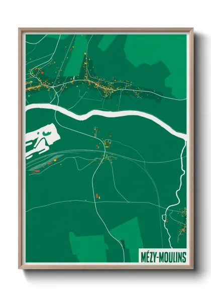 Une affiche de carte sur Mézy-Moulins