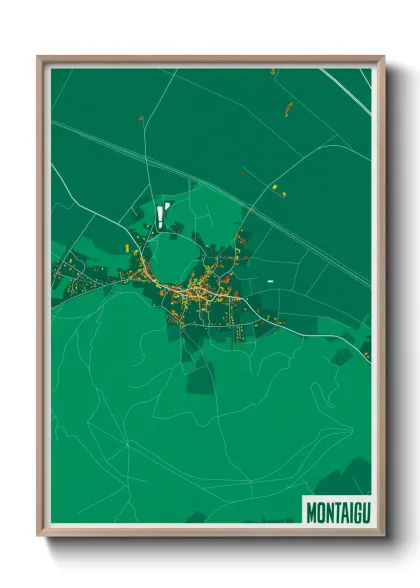 Une affiche de carte sur Montaigu