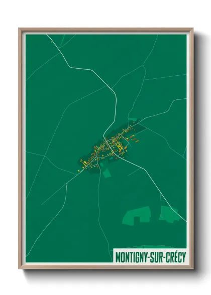 Une affiche de carte sur Montigny-sur-Crécy