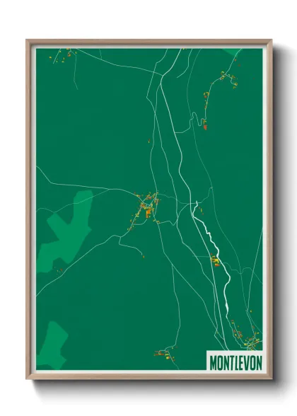 Une affiche de carte sur Montlevon