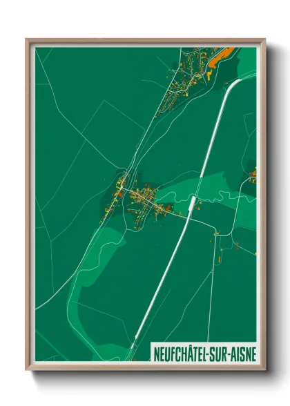 Une affiche de carte sur Neufchâtel-sur-Aisne