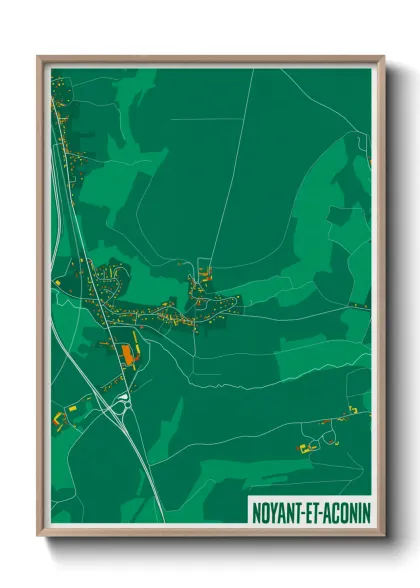 Une affiche de carte sur Noyant-et-Aconin