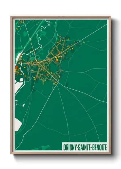 Une affiche de carte sur Origny-Sainte-Benoite