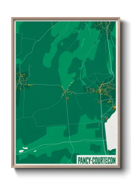 Une affiche de carte sur Pancy-Courtecon
