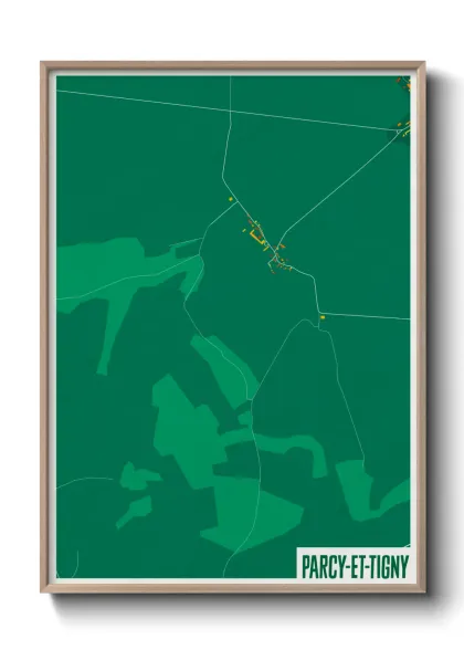 Une affiche de carte sur Parcy-et-Tigny