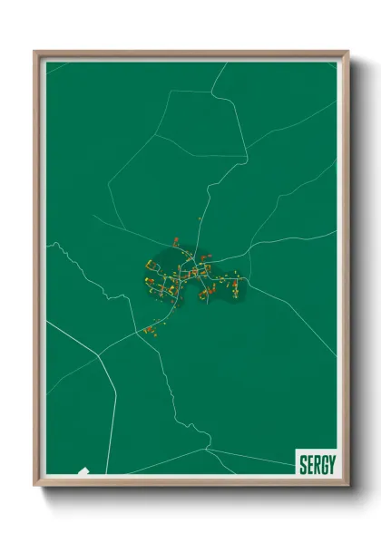 Une affiche de carte sur Sergy