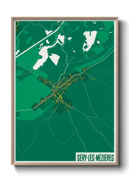 Une affiche de carte sur Séry-lès-Mézières