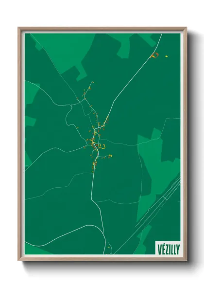 Une affiche de carte sur Vézilly