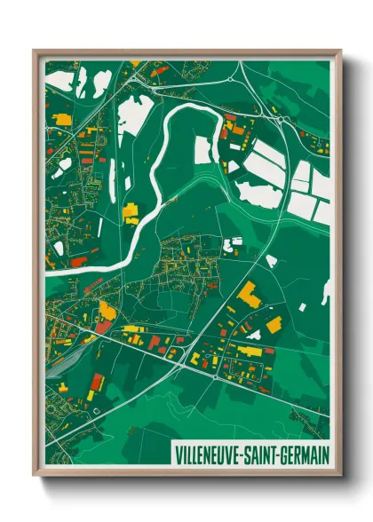 Une affiche de carte sur Villeneuve-Saint-Germain
