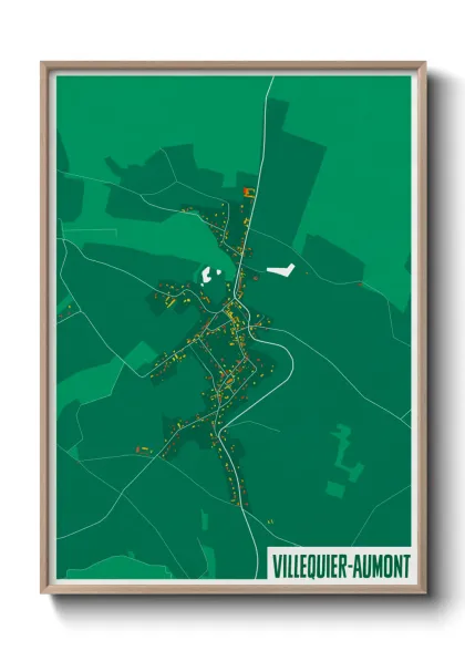 Une affiche de carte sur Villequier-Aumont