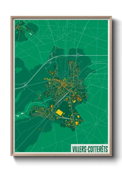 Une affiche de carte sur Villers-Cotterêts
