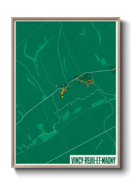 Une affiche de carte sur Vincy-Reuil-et-Magny