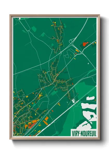 Une affiche de carte sur Viry-Noureuil