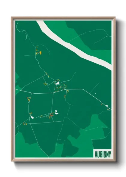 Une affiche de carte sur Aubigny