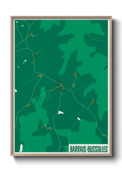 Une affiche de carte sur Barrais-Bussolles