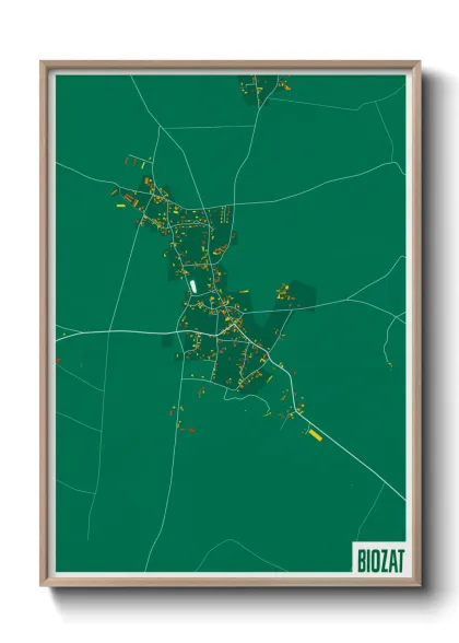 Une affiche de carte sur Biozat