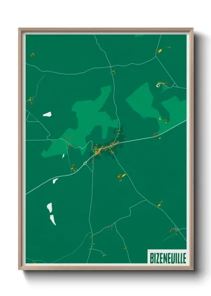 Une affiche de carte sur Bizeneuille