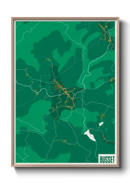 Une affiche de carte sur Busset