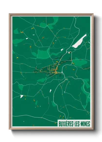 Une affiche de carte sur Buxières-les-Mines