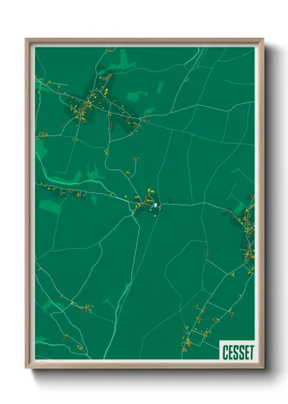 Une affiche de carte sur Cesset