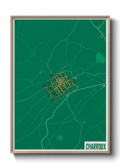 Une affiche de carte sur Charroux