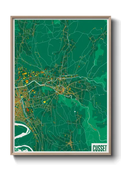 Une affiche de carte sur Cusset