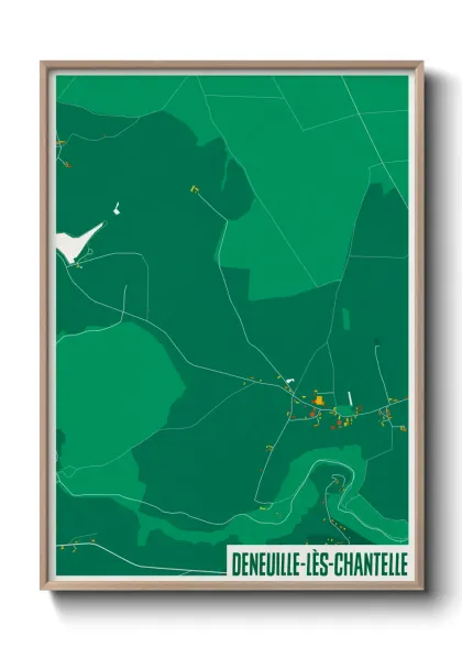 Une affiche de carte sur Deneuille-lès-Chantelle