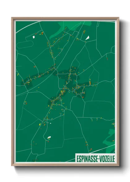 Une affiche de carte sur Espinasse-Vozelle