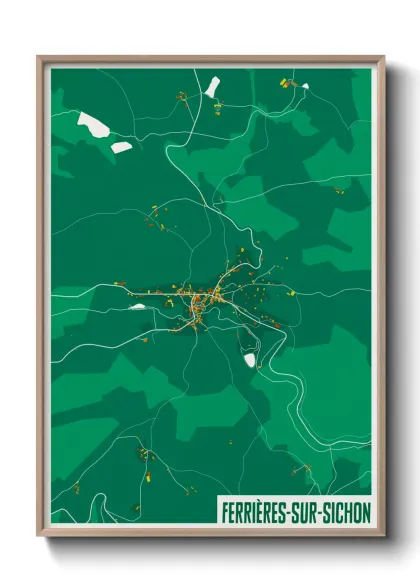 Une affiche de carte sur Ferrières-sur-Sichon