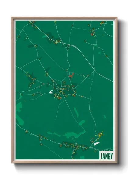 Une affiche de carte sur Langy