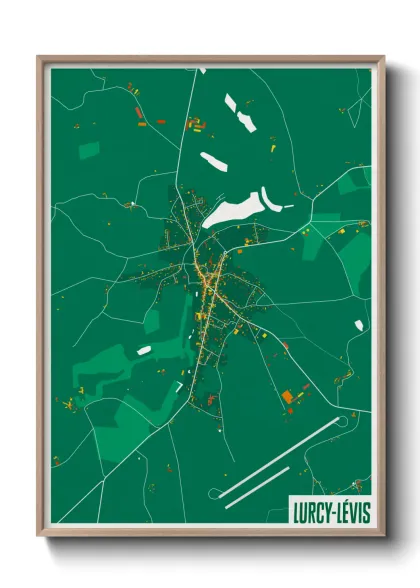 Une affiche de carte sur Lurcy-Lévis
