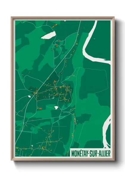 Une affiche de carte sur Monétay-sur-Allier
