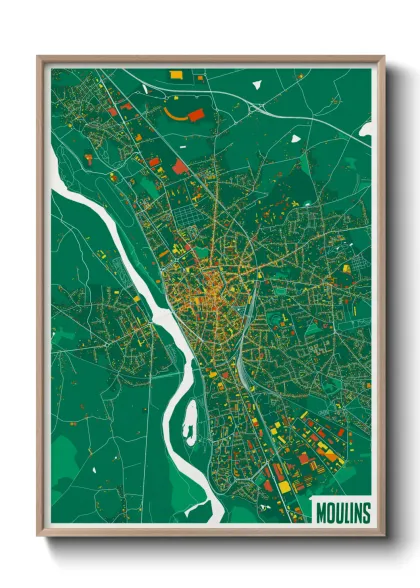 Une affiche de carte sur Moulins